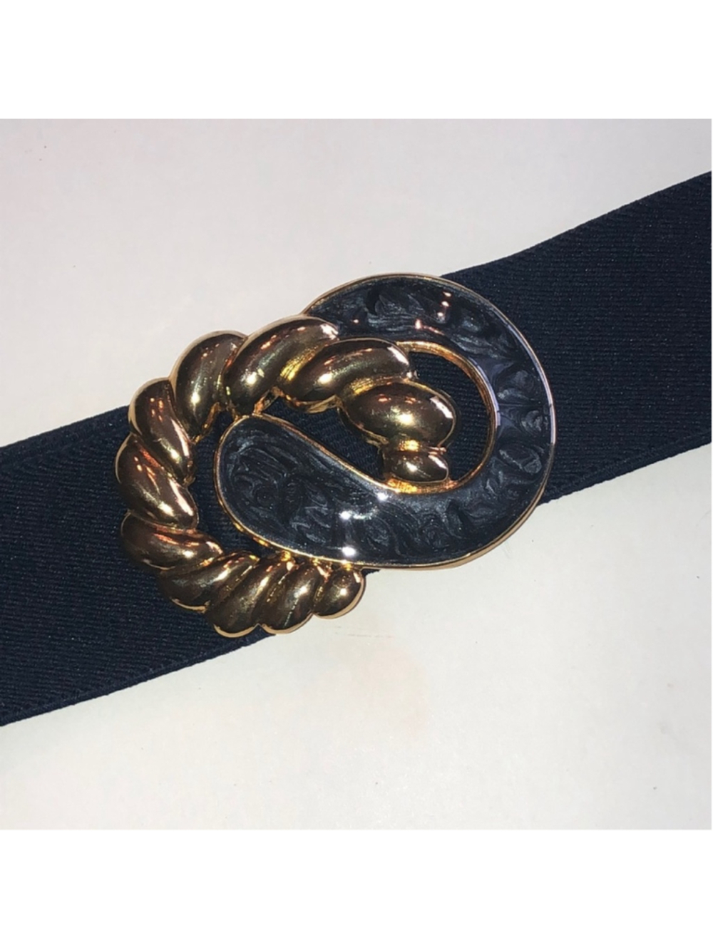 Day Lor Vintage Gold and Dark Blue Decorative Elastic Waist Belt